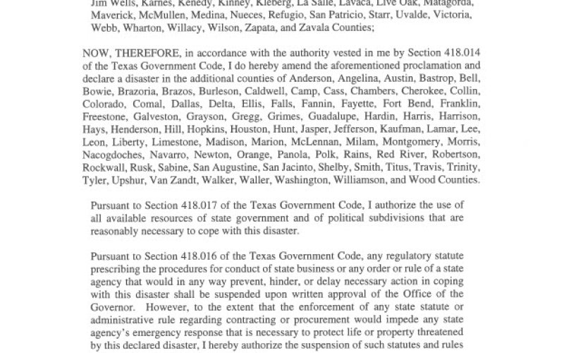 Declaration from Acting Texas Gov. Dan Patrick's office