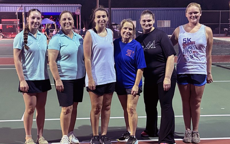 Half Moon Holidays Ladies Tennis Tournament Recreational winners from left are secon d place: Shannon Lieke and Emma Rose Lieke; First place: Kathryn Knesek and Charlotte Knesek. Third place tie: Christie Roberts and Eve Roberts, and Crystal Ochoa and Aaliyah Ochoa (not pictured). Photo courtesy of Courtney Johnson.
