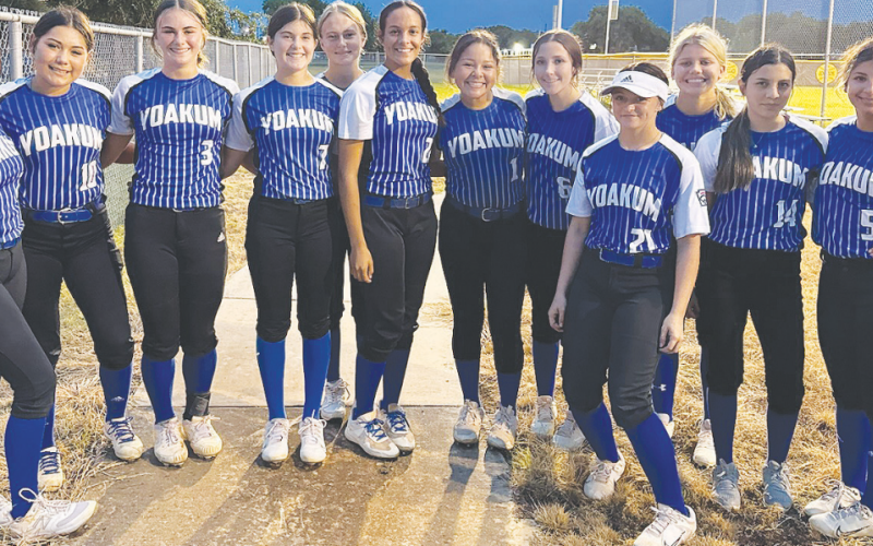 Pictured from left to right are Nayeli Waldron, Alyssa Dominguez, Lilly Fojt, Grace Nevlud, Arian Brown, Lexie Herrera, Autumn Gomez, Macie Rogers, Joy Whitehead, Emmerson Wenske, Star Blaschke, and Mylee Hustead. Not pictured are Manager Jonathan Rogers, Coach Scott Fojt and Coach Nathan Wenske. Contributed photo.