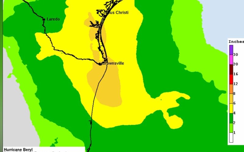 Predicted tropical storm rainfall forecasts as of Saturday afternoon, from the NOAA Hurricane Center