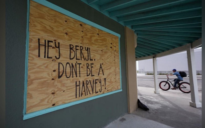 One of many photos submitted by Associated Press photographers up and down the Texas coast leading up Hurricane Beryl's landfall Monday. This shot was framed in Rockport, which incidentally, suffered massive damages during Hurricane Harvey in 2017.