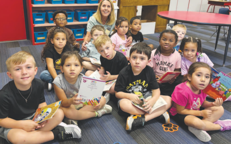 Pictured are students in kindergarten teacher’s Mrs. Janice Thomas class at the Yoakum Primary Annex campus on the first day attending school Aug. 14. YHT Staff photo.