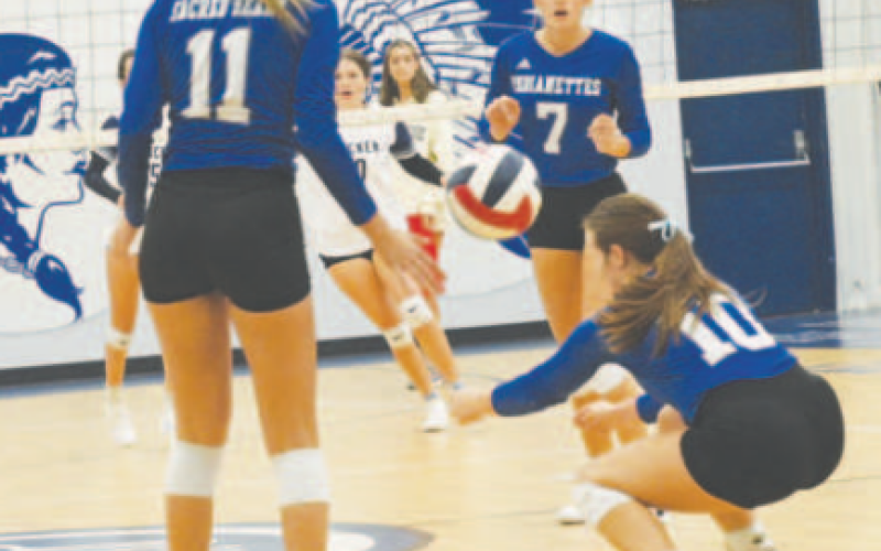 Ella Demel (10) had six aces in the victory over Bracken Christian. Christian Chuck Grafe/Tribune-Herald