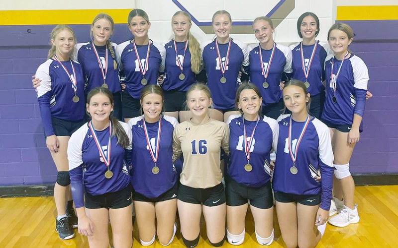 Bottom row from left are Emerysn Boehm, Araya Terry, Addie Prove, Jewel Caka and Chloe Matula. Top row from left are Autumn Jackson, Kalle Kiffer, Reagan Horn, Cami Cowan, Harper Lenehan, Kallie Kupka, Megan Burns and Marie Johnson. Photo courtesy of Kristi Peterson.