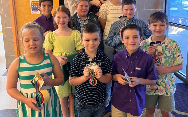 Lavaca County 4-H Food Show Participants: front row, left to right, Ainsely Guelker, Watson Kudelka, Dillon Collins, and Ryan Guelker; middle row, left to right, Blair Kudelka and Tate Gonzales; back row, left to right, Tristan Collins, Olivia Gonzales, and Sophia Etzler.