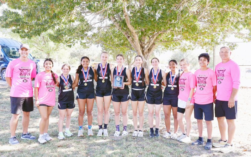 he Kittens won the district title with five runners placing in the top 10. Photo courtesy of Moulton ISD.