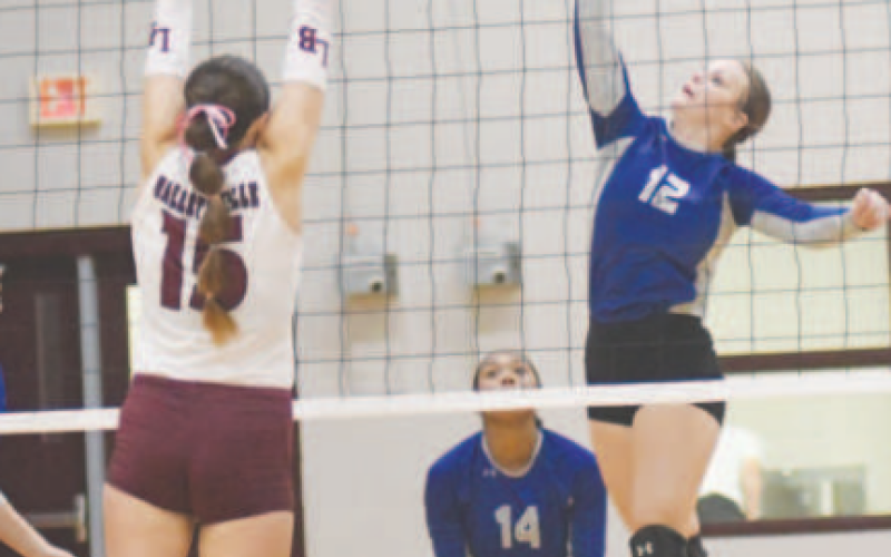 Christine Felcman (15) produced 12 kills in victories over Rice Consolidated and Palacios last week. Chuck Grafe/Tribune-Herald