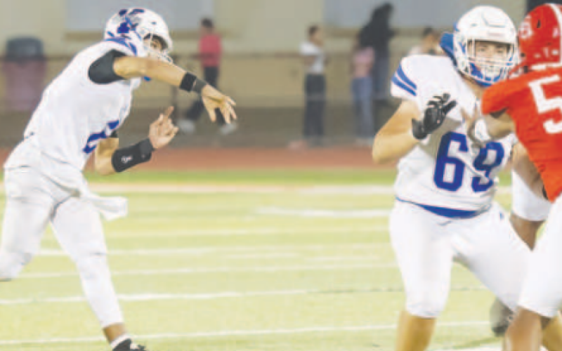 Trae Cuellar lets a pass go against Columbus. Photo courtesy of Raymond Rosas.
