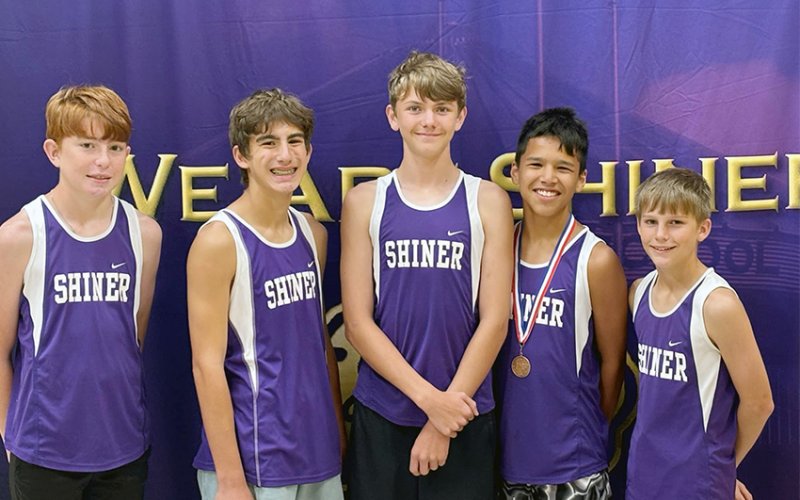 The Shiner JH boys cross country team placed second  at the district meet. Photo courtesy of Michelle Winkenwerder.