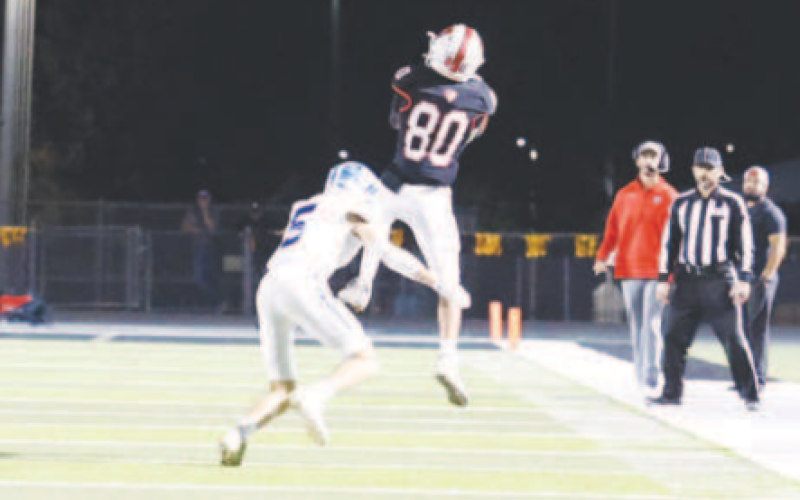Riley Haas (5) defends a pass in the first quarter. The pass fell incomplete. Chuck Grafe/Tribune-Herald