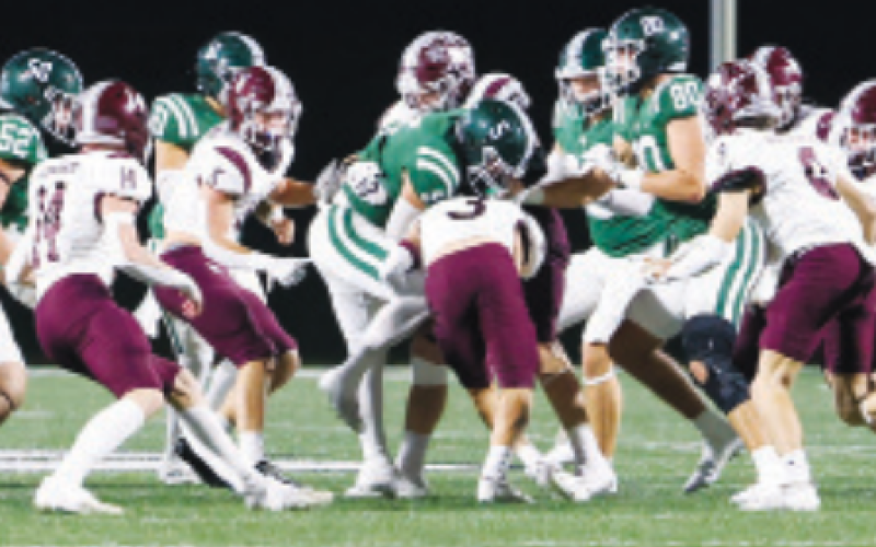 Trey Satterwhite (3) makes the tackle on Franklin’s Walter Anderson. Chuck Grafe/Tribune-Herald