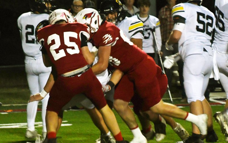 The St. Paul Cardinals went 5-7 (2-3) and were TAPPS IV regional finalists in head coach Barry Wolf’s first year. Photo by Mark Lube.