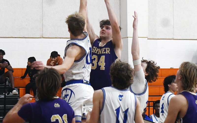 Jayden Shimek takes a shot Friday in the Schulenburg Tournament. Photos by Mark Lube.