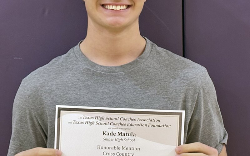 Kade Matula received Texas High School Coaches Association/Texas High School Coaches Education Foundation Academic All-State Team  Honorable Mention. Photo courtesy of Michelle Winkenwerder.