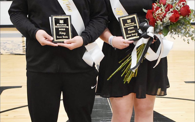 This year’s Moulton 2024-25 Homecoming King is Jaxon Bartos (left) and the Homecoming Queen is Emma Buehring. Photo courtesy of Moulton ISD.