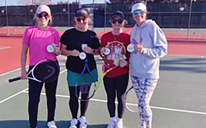 Women’s Doubles runners up Wendy Boedeker and Kate Stafford went head to head against Champions Hilary Pesek and Courtney Johnson. Photo by Courtney Johnson.