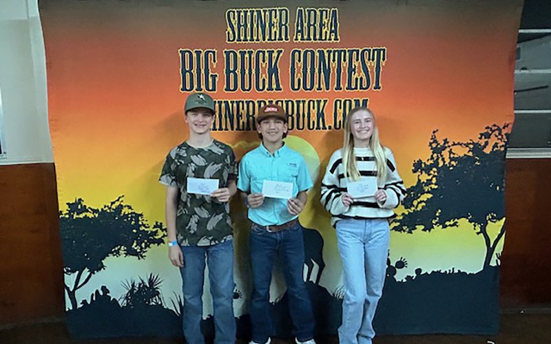 DeWitt County youth- third place winner Easton Clark, second place Kingston Hernandez and first place Kendall Felpel.