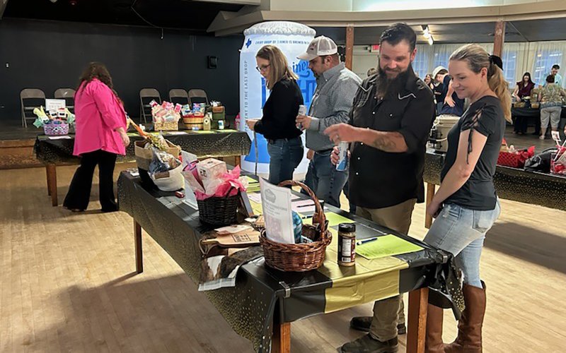 Attendees checking out items for the auction.