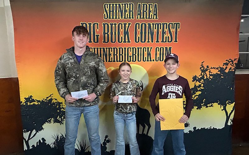 Lavaca County youth - third place Landon Christensen, second place Bailey Wagner and first place/overall youth winner Blake Robinson
