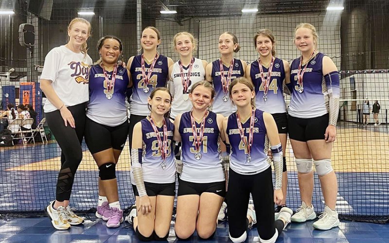 Front row from left are Hailey Malina, Reese Lyons and Bree Nitsch. Back row from left are coach Carissa Christensen, Patricia Price, Eastyn Pohler, Pyper Neskora, Addison Ulcak, Ally Trojcak and Charlotte Hairell. Photo courtesy of Michelle Price.