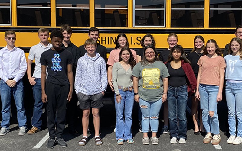Front row, left to right, Kadarius Scott, Colby Nichols, Natalie Rainosek, Mia Hernandez, Celeste Zamora, Caroline King and Raleigh Moore; back row, left to right, Gavin Wallace, Jacob Rainosek, Collin Wallace, Kaleb Matula, Kade Matula, Aiden Collins, Arabella Carlisle, Lainee Bolom, Eve Roberts, Reagan Horn, Jansen Flores and Carson Brown.