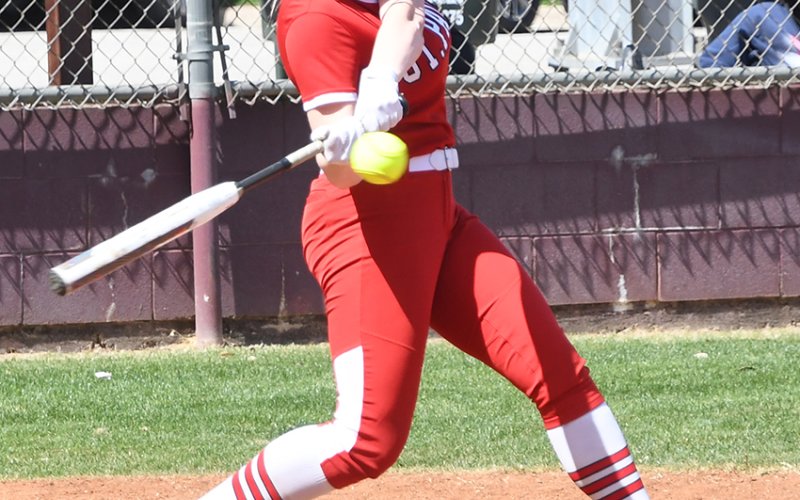 Emery Kennedy takes a swing during St. Paul’s game against Yoakum in the Flatonia Tournament. Photo by Mark Lube.