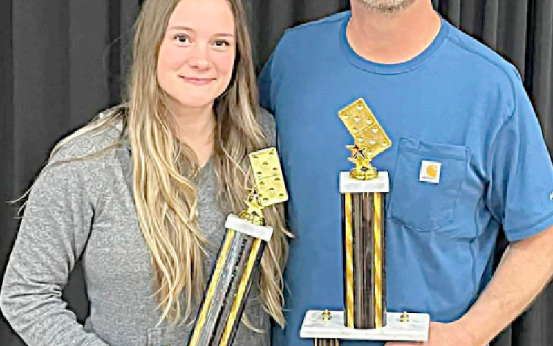 The Saltillo team made up of Erika Littrell and Gary Mobley captured the 42 state championship domino tournament played this past Saturday, March 8 at the Knights of Columbus Hall. A total of 149 teams played in the tournament with teams coming from all over Texas as well as some from other states. Photo by Bob Barrera