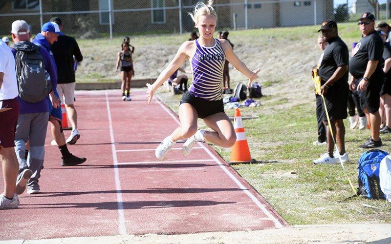 Peyton Wegener will compete in the regional meet after placing third in the triple jump. Photo by Mark Lube.