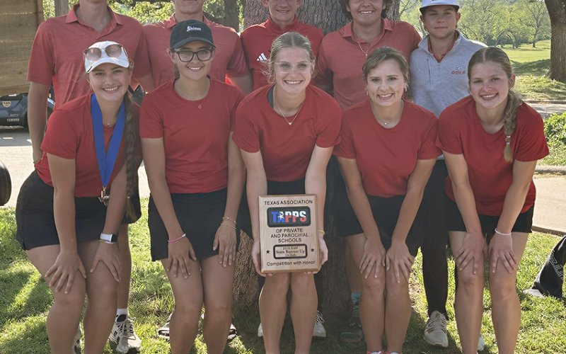 Front row, girls team, from left are Faith Brown, Audrey Thibodeaux, Riley Mozisek, Reese Seibert and Skylar Mozisek.  Back row from left are Michael DeSarro, Rylan Jalufka, Clay Watkins, Jackson Seibert and Levi Morkovsky. Photo courtesy of Nicco Brown.