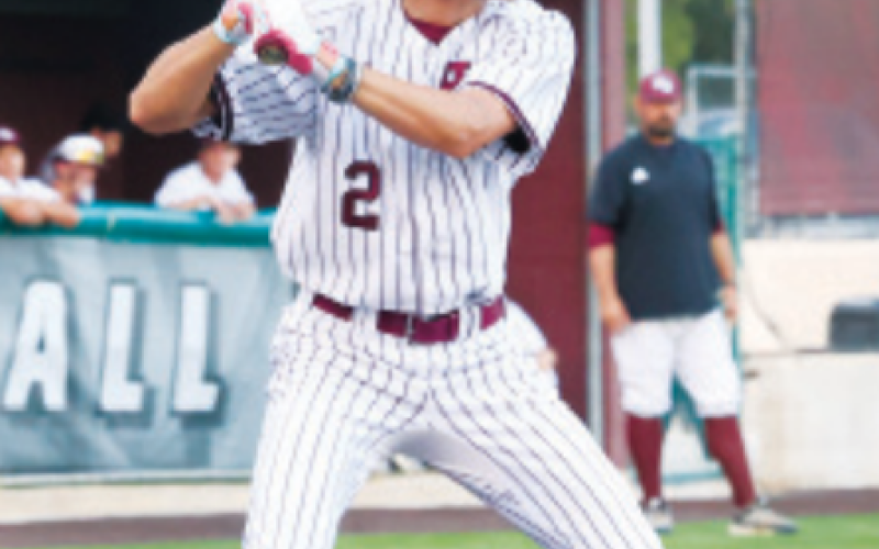Preston Wagner started the sixth inning rally with a single in the 3-2 victory over Palacios here Tuesday, April 15. Photo by Chuck Grafe