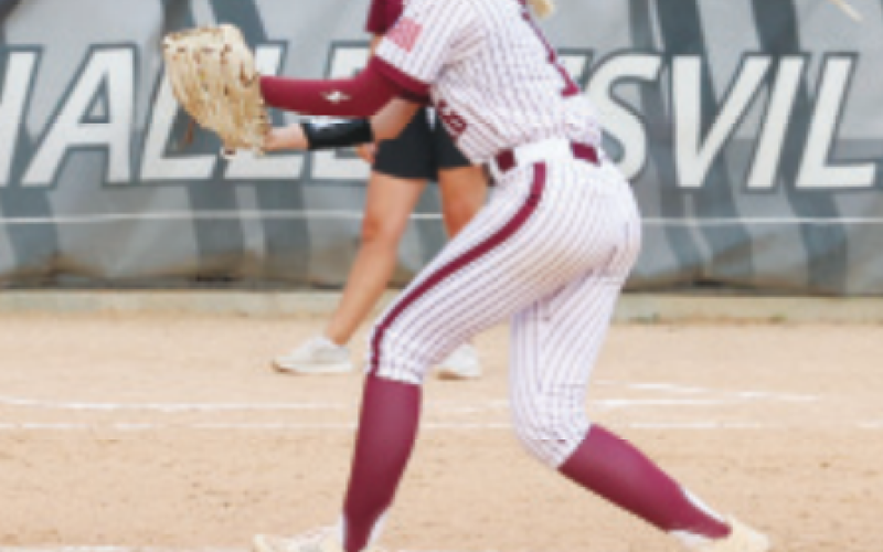 Grace Halata recorded her 300th career strikeout in the victory over Industrial here Tuesday, April 15. Photo by Chuck Grafe
