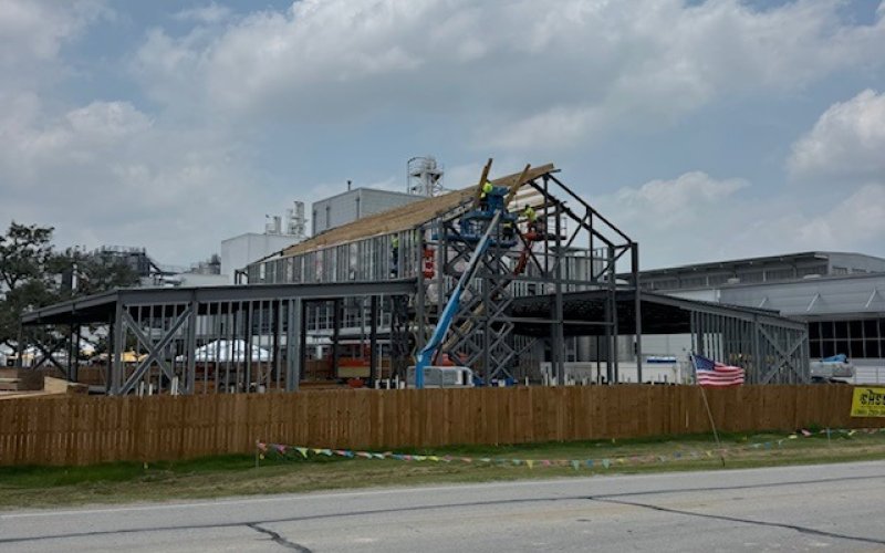 Pictured is the Spoetzl Brewery’s new cocktail bar and lounge. The brewery recently put up new roof trusses on the building. Photo by Tom Fiorenzi.