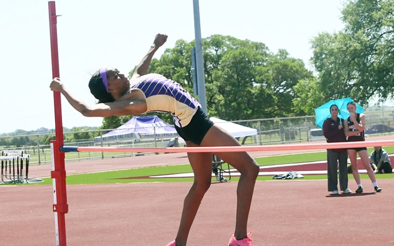 JaMya Wright got eighth in the high jump at the UIL state meet last weekend. Triston Vesely (not shown) competed in the 100-meter dash, placing ninth.