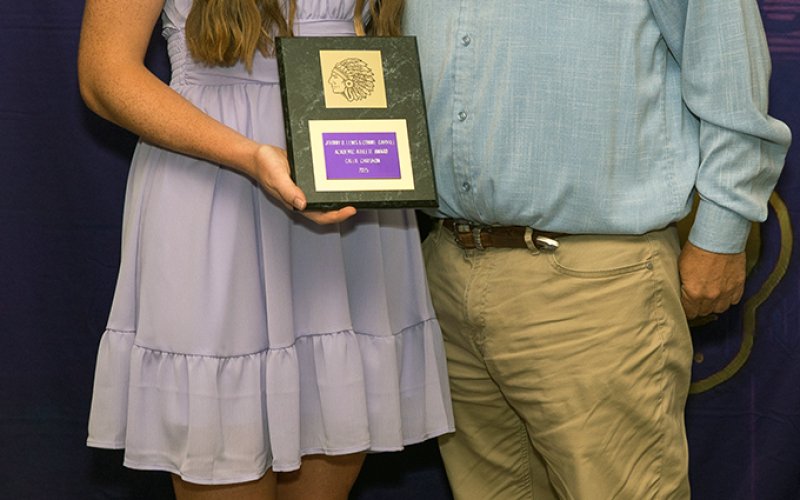 Johnny B. Lewis Academic Athlete Female  Callie Chrismon (left). Also shown is Patrick Walker. Photo courtesy of Photos by Lori Raabe.