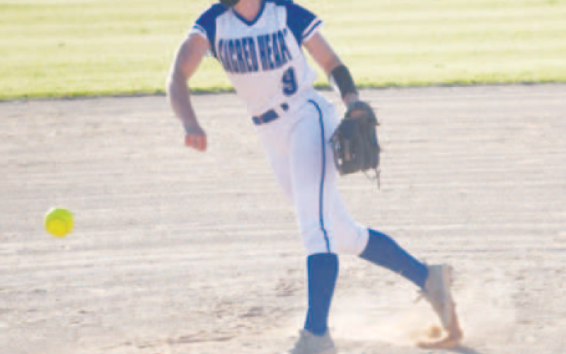 Avery Beach has excelled as Sacred Heart’s #1 pitcher and leads the team in home runs with eight. Mark Lube/Shiner Gazette