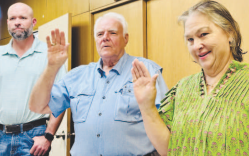 Pictured from left to right are Councilmember Daniel Driskell, City of Yoakum Mayor Carl O’Neill, and Mayor Pro-Tem Tanya Wenzel. Contributed photo.