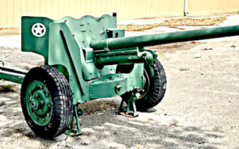 Pictured is the American Legion Post 230’s new cannon. It is an M-5 Anti-tank gun from the early 1940s. It is a static display in front of the American Legion building.