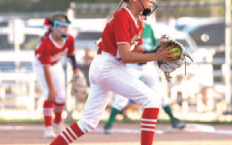 Photo by Chuck Grafe Neely Grahmann pitching vs. Cuero.