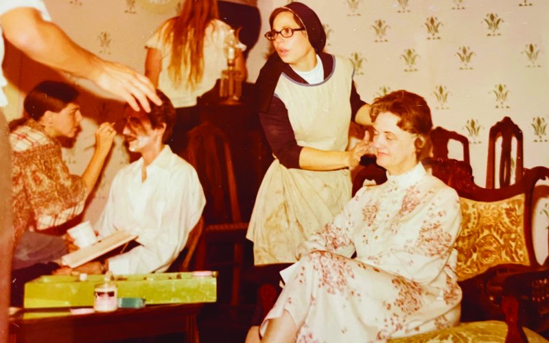 Sister Michelle and the late Jean Kaspar preparing for a production.