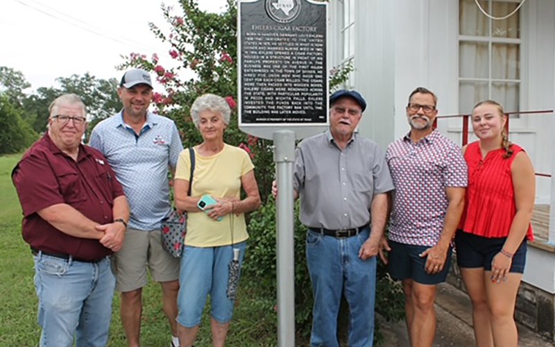 Ehlers Cigar Factory: left to right, Duff Wagner, Phillip Pilat, Gussie Kelnar, Doug Kubicek, LCHC Chair, Kenneth Stock and Jenna Stock.