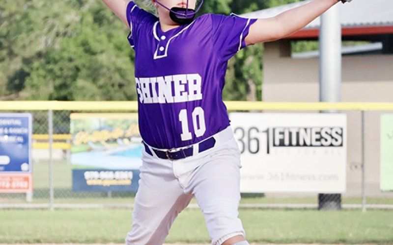 Bryleigh Neskora got a dozen strikeouts in Shiner’s 6-2 win over Canyon Lake June 23 in Hallettsville. Photo courtesy of Louann Heinsohn.