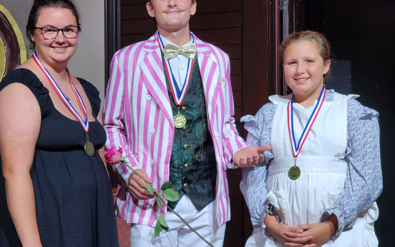 Award winners are, left to right, Hali Westergren (Lamplighter award for Outstanding Crew), Patrick Egan (Sister Michelle Award for Outstanding Theatre Personality) and Hadley McDonald (Best Youth Debut award).
