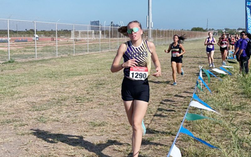 Alena Winkenwerder on the regional course last week in Corpus Christi. Her time was 16 minutes, 35.44 seconds as the Lady Comanches placed No. 20. Photo courtesy of Jim Winkenwerder.