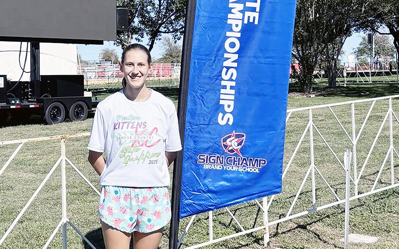 Moulton Kitten runner Ava Olivarez was named to the Cross Country Coaches Association of Texas Region 4 1A All-Region Team. Photo courtesy of Moulton ISD.