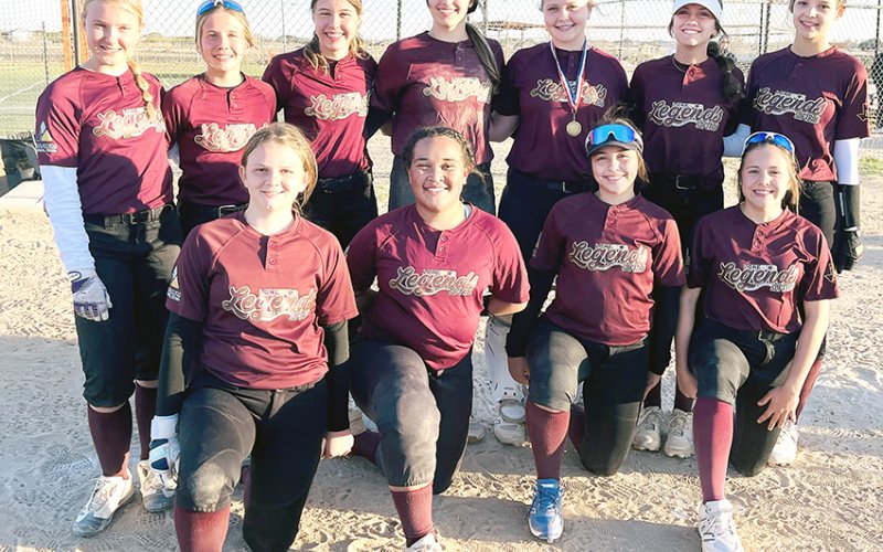 Front row from left are Reese Lyons, Patricia Price, Amara Cuevas  and Andi Mikulencak. Back Row from left are Tenley Wagner, Reese Blaschke, Ally Trojcak, Eastyn Pohler, Charlotte Hairell, Addison Ulcak and Dawn Bishop. Photo courtesy of Michelle Price.