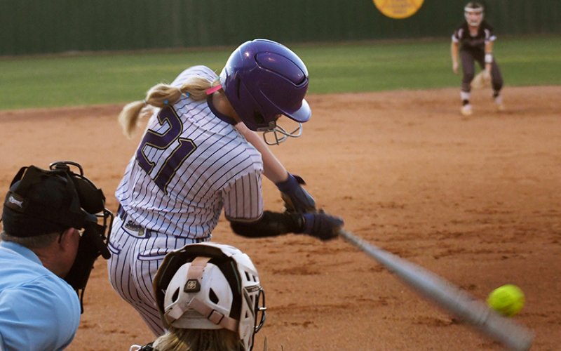 Cami Cowan at bat against Flatonia.She had a home run. Photo by Mark Lube.