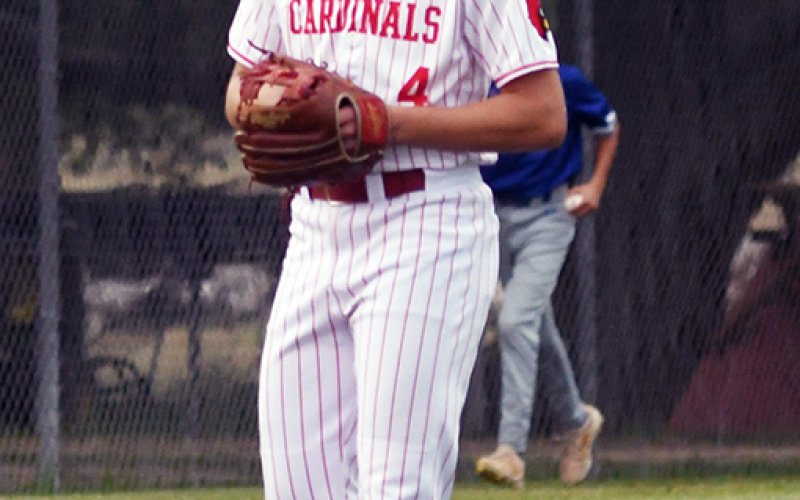 Third baseman Jack Leonard prior to the start of the April 9  home game against SH. The game was suspended in the top of the second inning due to weather and was scheduled to be resumed yesterday evening. Photo by Mark  Lube.