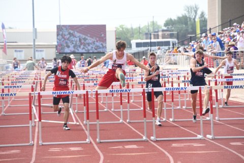 Trent Brown won the boys 2A 110-meter hurdles with a time of 15.44 seconds Saturday at the TAPPS state track meet. Photo by Mark Lube.