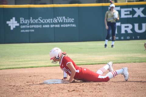 Jessica Fikac is safe at second. Photo by Mark Lube.