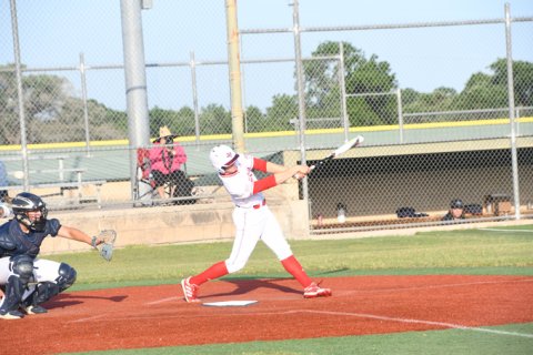 Noah Boedeker at the plate in a recent home playoff game. He had one hit and scored twice in the state tournament. Photo by Mark Lube.